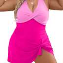 Blooming Jelly Women Plus Size Swim Dress Swimsuit One Piece Tummy Control Bathing Suits Modest Criss Cross Swim Suits (XX-Large Plus, Hot Pink)