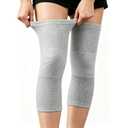 One Compress Knee Sleeves, Knee Brace for Women Men Knee Pain, Elastic Compression Leg Sleeves for Arthritis, Ideal for Running, Hiking, and Daily Wear (Gray, XXL)
