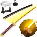 RENGENG Light Up Sword, 40 Inches Rechargeable Plastic Replica with Belt & Stand, Sword with Original Texture,Kaigaku