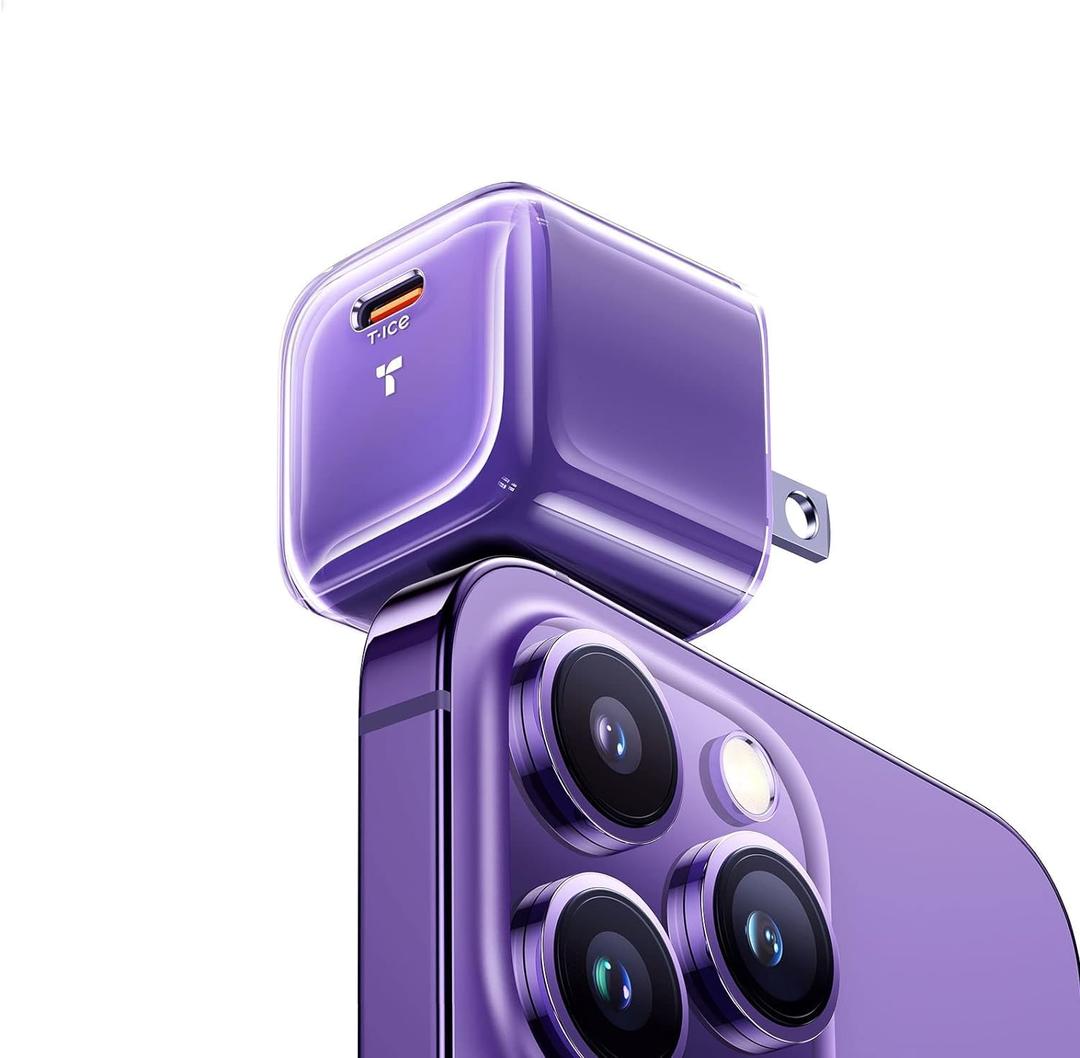 TORRAS Low Temp 30W USB C Charger Block for iPhone 16 Pro Max/15/14/13Heat-Free Ensure Security2024 GaN PD3.0 Compact Type C Charger Fast Charging for iPhone 16/15/Samsung/AirPods 4/iPad..Purple