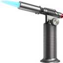 Sondiko Metal Big Flame Torch Refillable Blow Torch Lighter, Butane Torch Lighter with Adjustable Flame, Safety Lock for Cooking, BBQ, Butane Gas not Included, Gray with Red