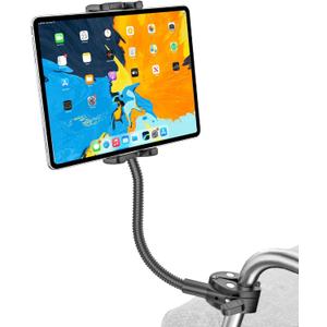 Tablet Holder for Wheelchair Arm [Pro Version] Long Arm Gooseneck Electric Wheelchair Tablet Mount Clamp for iPad Pro12.9 11 Air Mini, Galaxy Tab, iPhone, 4-13" Device