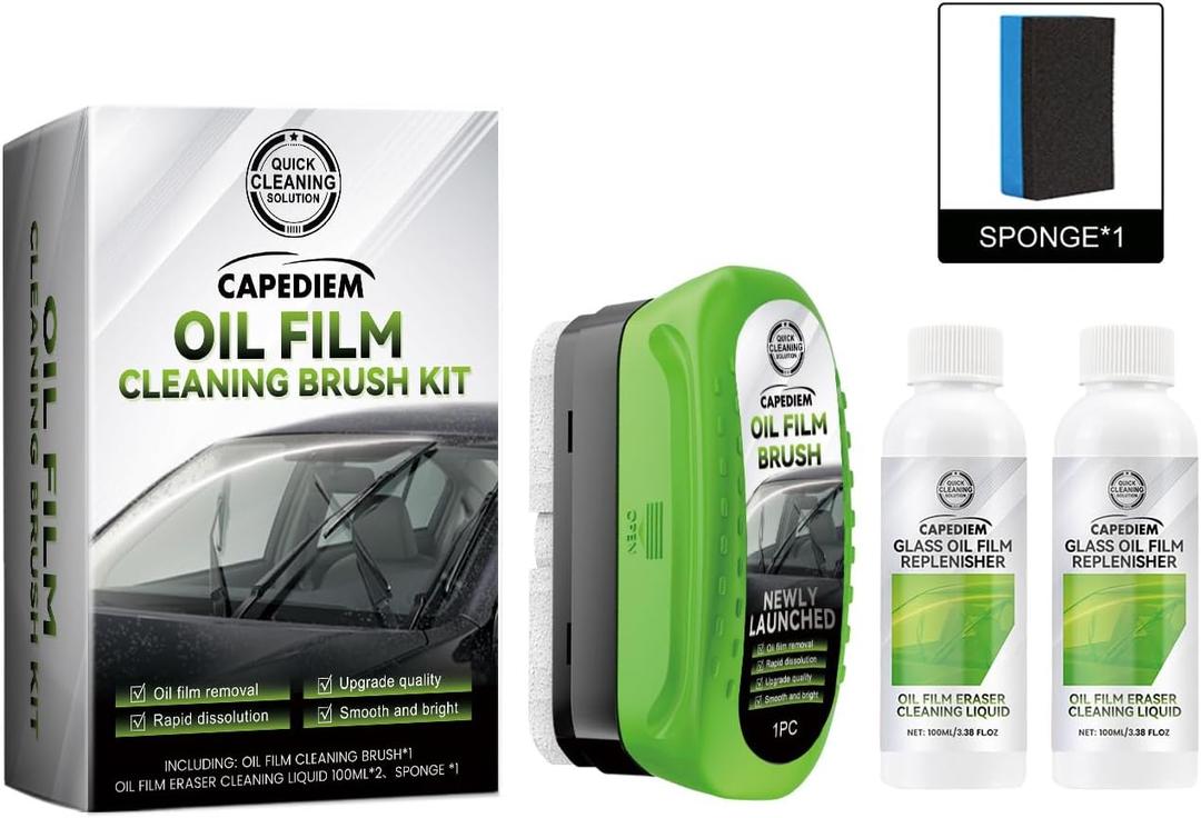 Automotive Oil Film Cleaning Brush for Car Windows, Glass Cleaning Board, Car Windshield Cleaner, Suitable for Windshield Glass Oil Film Remover (greener-L)