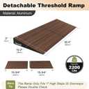 Ruedamann 2" Rise Modular Threshold Ramp for Doorways, 2200 lbs Capacity, Elegant Dark Wood Grain Door Threshold Ramp, Aluminum Non-Slip Door Ramps for Wheelchair, Walker, Scooter, Pets, 2 Pcs
