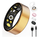 Smart Ring For Women Men, Health Tracker with Heart Rate/Blood Oxygen/Blood Pressure/Sleep Monitor/Step Counting, IP68 Waterproof Fitness ring, No App Fees for iPhone & Android (Rose Gold, 8#)