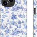 for iPhone 13 Pro Case, Wireless Charging Compatible,Dual-Layer Protection with Stylish Wildflower Design, Soft Silicone + Hard Shell, Cute Chic Phone Cover for Women - Blue Safari Delight
