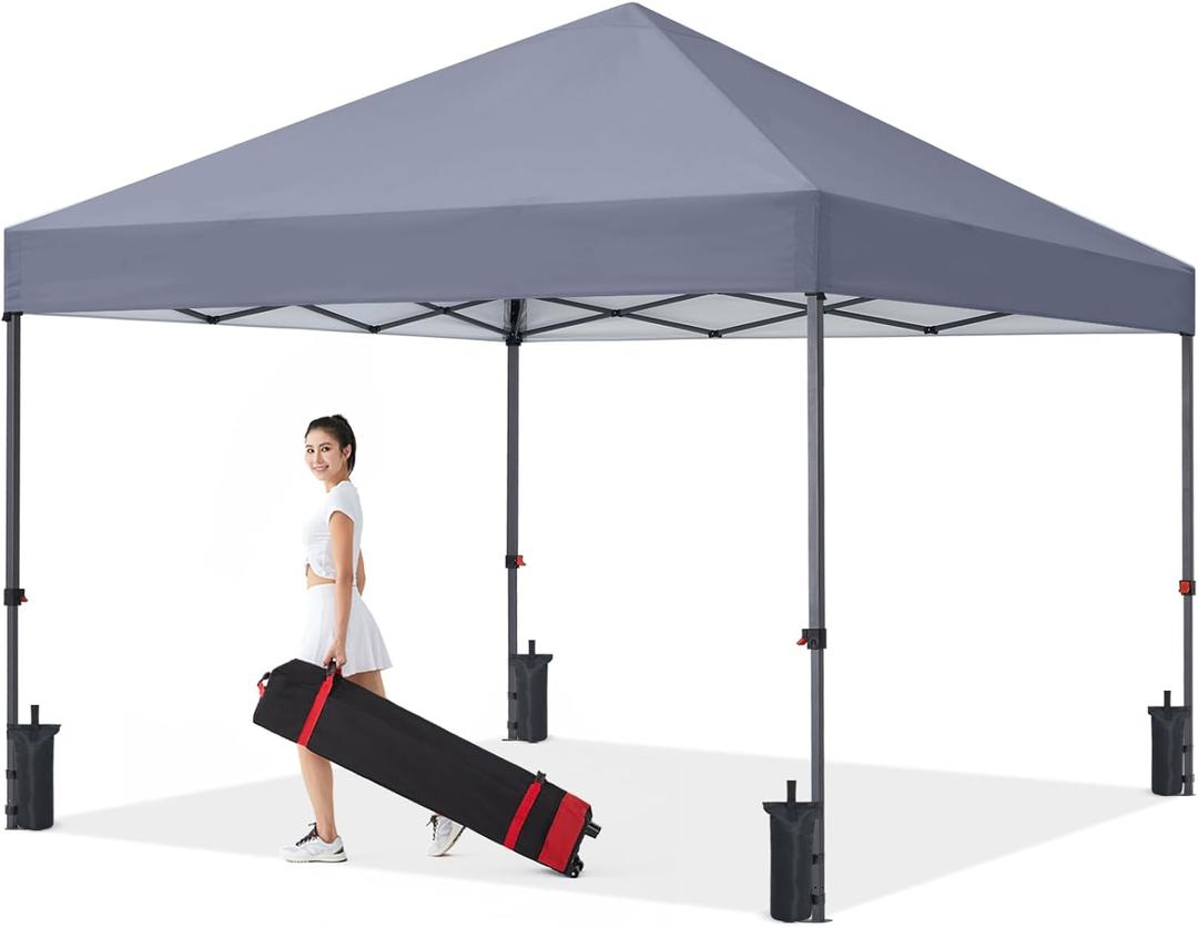 COOSHADE Durable Easy Pop Up Canopy Tent 10x10Ft, with 4 Sandbags(Gray)