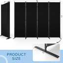 AKTOP 4 Panel Room Divider, 6FT Portable Wall Divider for Room Separation, 88"W Fabric Partition Room Dividers and Folding Privacy Screens, Freestanding Room Separators for Home Office Bedroom, Black