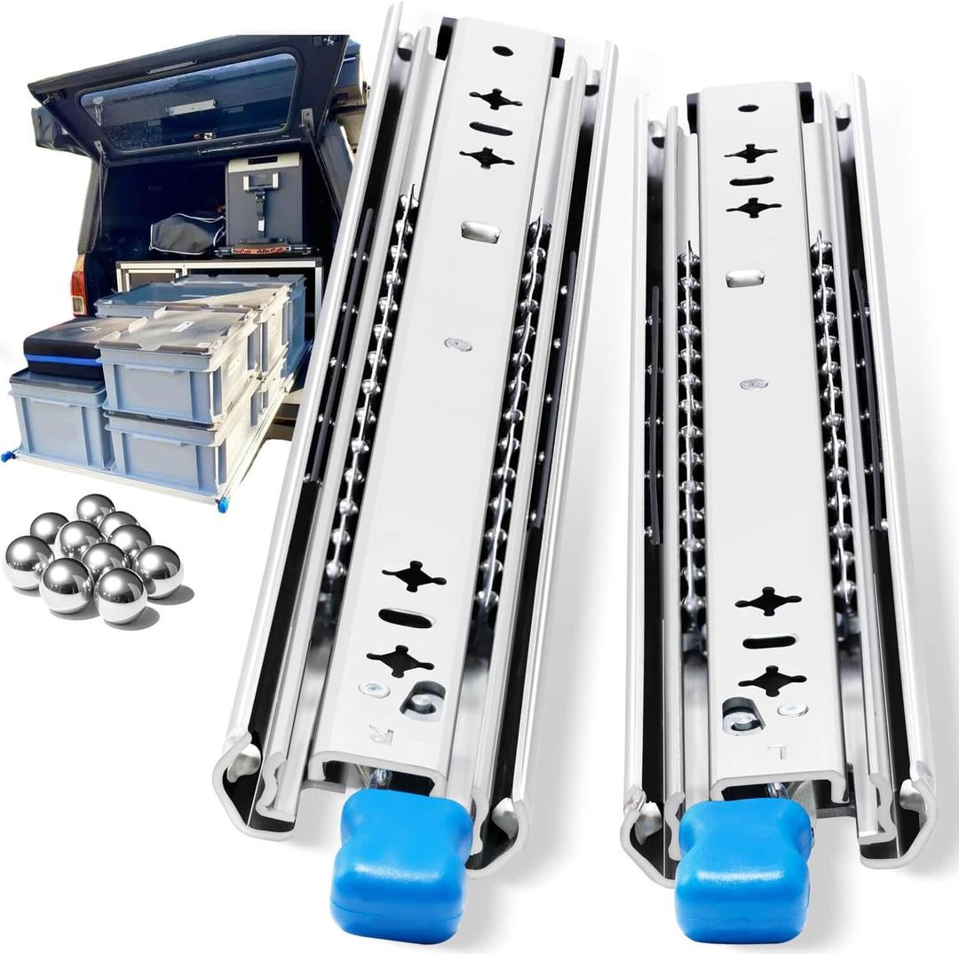 Heavy Duty Drawer Slides 238Lbs Locking Side Mount Full Extension Ball Bearing, 12"-40" Tool Box & RV Drawer Tracks Cabinet Runners Sliding Rails Glides (1 Pair, 26 Inch)