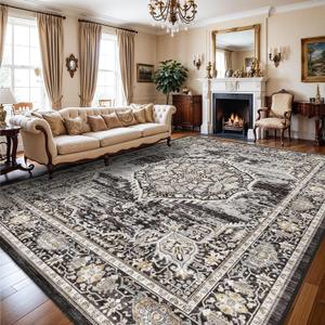 Washable Rugs 90x50 Area Rug：Large Rugs for Living Room - Oriential Distressed Printed Floral Carpet - Non Slip with Rubber Backing Area Rug