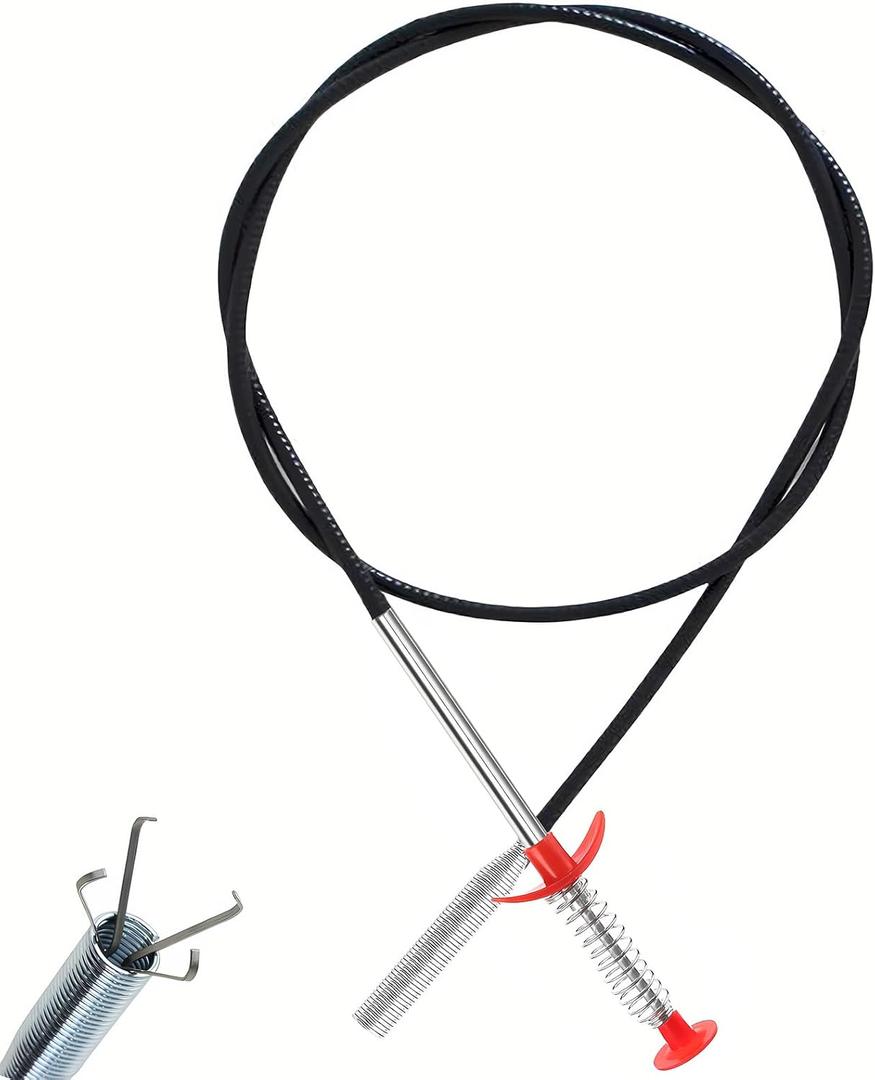 Drain Snake, Drain Clog Remover - Gutter Cleaning Tools Drain Cleaner for Toilet Sewer Shower Kitchen Bathroom Tub Clogged Drains Opener Cleaning Tool, Flexible Grabber Claw Pick Up Reacher (63 inch)