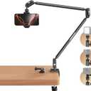 CAMBOFOTO 33" Magic Arm w Desk Clamp, Overhead Camera Mount, Desk Phone Mount, Articulating Extra-Long Friction Boom Arm w 1/4" Screw, for Phone, Mic, Light, Webcams, Action Camera (Light Black)