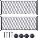 2 Pcs Universal Stretch Mesh Car Mesh Bag with Screws and Hooks for Trunk RV Boats Home Cargo Storage (25.6'' x 9.8'')