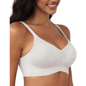 Bras for Women Lace V Neck Seamless Wireless No Underwire Supportive Pushup Brasieres Comfortable T Shirt Bra (40DD)