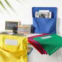 Maitys 12 Pcs Large 17 Inches Chairback Pocket Chart Student Chair Pockets Chair Back Classroom Organizer with Name Tag for Keeping Kids Student Book School Table Organized(Mixed Colors)