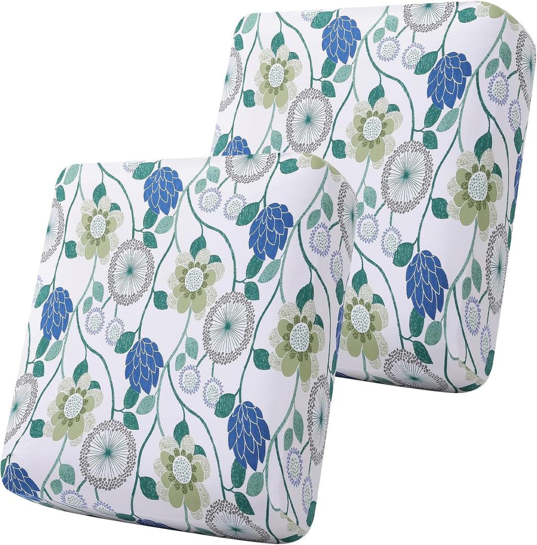 Smiry Printed Couch Cushion Covers, Stretch Soft Couch Covers for Sofa, Washable Non-Slip Sofa Slipcover Furniture Protector for Indoor and Outdoor (2 Pack, Light Green)