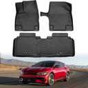 Powerty Floor Mats for 2022-2025 2026 Kia EV6 Accessories All Weather Floor Liner 3D TPE 1st & 2nd Row Floor Mat Heavy-Duty Floor Liners