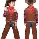 Latocos 7 PCS Kids Cowboy Costume for Boys Ages 3-10 Years Halloween Party Dress Up Role Play and Cosplay
