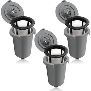 Replacement Parts Grey Reusable Filter Cup, Compatible with Cuisinart Single Serve Coffee Makers 3 Pack (Gray 3 Pcs)