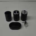 Yebeauty Bathroom Accessory Set 4pcs Plastic Black Bathroom Sink Set with Soap Dispenser and Toothbrush Holder for Bath Countertop Decor Contain Toothbrush Holder Set Soap Dispenser Dish