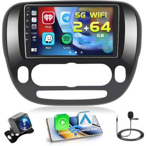 2+64GB Android Car Stereo for Kia Soul 2014-2017 Wireless Carplay Android Auto, 9 Inch Touchscreen Car Radio GPS Navi WiFi Bluetooth Backup Camera FM RDS Radio EQ SWC