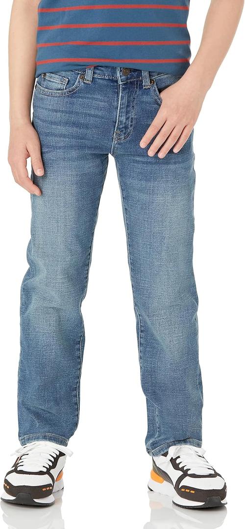 Amazon Essentials Boys' Regular Straight-Fit Jeans (12 Slim, Light Wash)