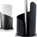 Stainless Steel Paper Towel Holder Countertop, Modern Spiral Cover Design,Keep Paper Towel Clean,Weighted Base for Stability, Freestanding Easy One-Handed Operation for Kitchen Bathroom (Black)