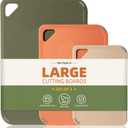 Plastic Cutting Board Set, Cutting Boards for Kitchen BPA Free, Large-Small Chopping Boards Set of 3 Non-Slip for Cooking Camping Dishwasher Safe, Reversible, with Grip Handle, 15"10"0.6" (Orange-green)