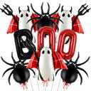 Wclliuchi Halloween Balloons Decorations, Red Boo Letter, Devil, Spider Foil Balloon for Halloween Party Decorations (Red)