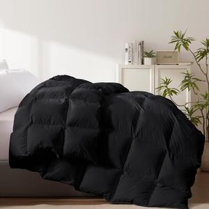 Cosybay Heavyweight Queen Size Feather Down Fiber Comforter - Ultra Fluffy Black 100% Cotton Duvet Insert, Hotel Luxury Queen Bedding with Corner Tabs, 90"x90"