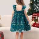 Toddler Girl Christmas Tutu Dress Gilding Printed Sleeveless Layered Tulle Outfit 2-5T (Green)