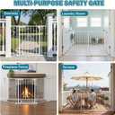 Mumeasy 80" Extra Wide Baby Gate for Doorways, Stairs & Fireplace, Auto Close Dog & Pet Gate with Walk Thru Door, 3 Metal Panels, Hardware Mounted Child Safety Fence for House, Indoor/Outdoor, White