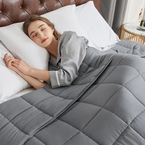 CYMULA Weighted Blanket for Adults (15lbs 48"x72" Twin Size) - Cooling Breathable Heavy Blankets for Summer Winter - Ultra Microfiber Soft Comfort Throw with Glass Beads - Gifts for Men/Women (Dark Grey)