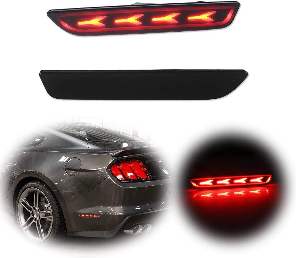 Smoked Lens Red LED Lamps Rear Bumper Side Marker Lights For 2010 2011 2012 2013 2014 Ford Mustang