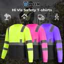 Hi Vis Reflective Long Sleeve Safety Work T Shirt Moisture Wicking DryBlend for Railway Workers Fast Dry Comfortable (Yellow, M)