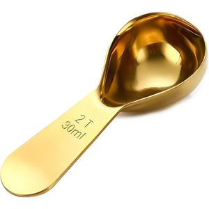 4 x Coffee Scoop Durable 18/8 Stainless Steel Measuring Coffee Scoop 2 Tablespoon Reusable Measure Spoon Good Size For Coffee Canister Easy To Storage(Golden)