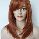 Short Copper Wigs for Women Mid length Wigs for white women Layered wig with bangs Synthetic wig for white Women