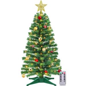 TURNMEON Remote Control 8 Modes 3 Ft Christmas Tree with Lights Timer 15 DIY Ball Ornament 50 Warm Light Battery Operated Artificial Pencil Small Tinsel Xmas Tree Holiday Decorations Home Indoor Table