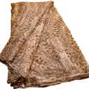 African Lace Fabric 5 Yards French Tulle Fabric 3D Sequin Crochetwork Embroidery Crochetwork Fabric Suitable for Wedding/Party/Everyday Sewing (Crimson Gold)