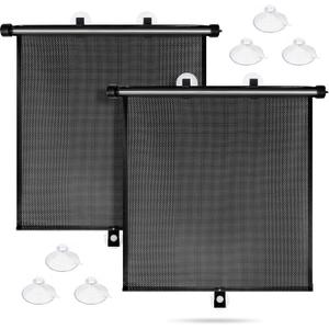 Sfee Car Window Shades for Baby-2 Pack Retractable Side Window Car Sun Shade Blocks UV Rays & Heat for Sun Protection Roller Sunshade Visor Window Shade for Kids,Passengers,Pets (20''x22'')