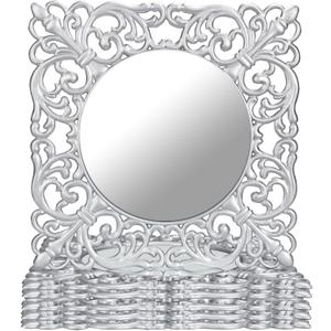 MAONAME 12" Silver Charger Plates Set of 6, Mirror Charger for Dinner Plates, Plastic Plate Chargers with Embossed Rims, Square Chargers for Table Setting, Wedding
