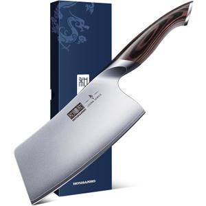 HOSHANHO Cleaver Knife 7 Inch, Ultra Sharp Japanese High Carbon Steel Vegetable Meat Cleaver, Multifunction Chopper Butcher Knife for Home Kitchen and Restaurant