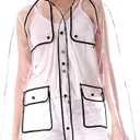 XJHKG Impermeable transparente con borde de arco iris, poncho de EVA, chaqueta de lluvia para mujer, ropa impermeable transparente al aire libre (color : borde negro M)