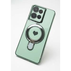 for Motorola Moto G 2026 Phone Case with Screen Protector,Cute Love Heart Pattern,Ring Metal Kickstand,Plated Gold Edge Soft TPU Full Camera Protection Cover for Moto G Play 2026