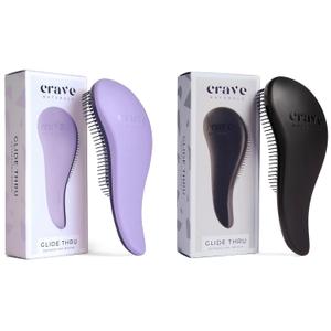 Crave Naturals Glide Thru Detangling Brush, Detangler Brush for Curly, Straight, Wet and Dry Hair Comb for Adults and Kids, Hair Accessories for Women, Purple and Black