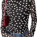 PRETTYGARDEN Women's Long Sleeve Going Out Tops 2026 Spring Y2K Clothes Mesh Floral Fitted Shirts Date Night Outfit (M)