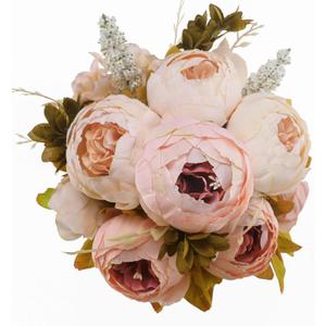 Luyue Peonies Artificial Flowers Vintage Faux Peony Arrangements Fake Flower for Vase Silk Floral Bouquet for Table Centerpiece Wedding Decoration Indoor Home Decor (A-light Pink -1)