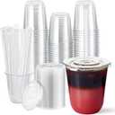Vplus 100 Pack 12 oz Iced Coffee Cups with Lids, Disposable Plastic Cups with Lids and Straws for Cold Beverages, Juice, Milkshakes, Coffee Shops, Parties and Daily Use