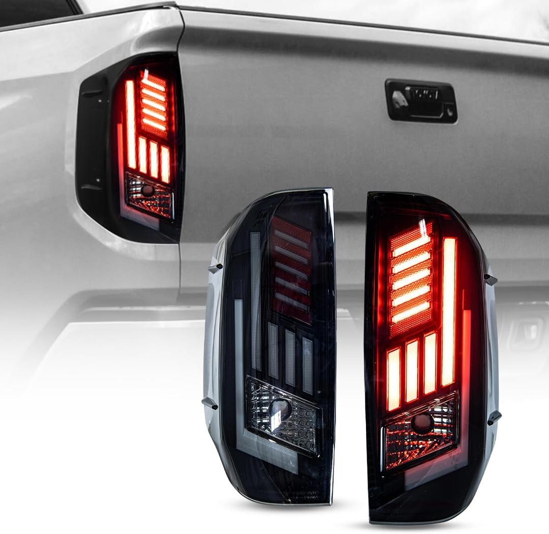 Nixon Offroad Sequential Tail Lights, LED Taillights Assembly for 2014-2021 Toyota Tundra, LED Sequential Turn Signals, DRL, Brake Lights Tail Lamps Sets, Passenger & Driver Sides (Smoke Lens)