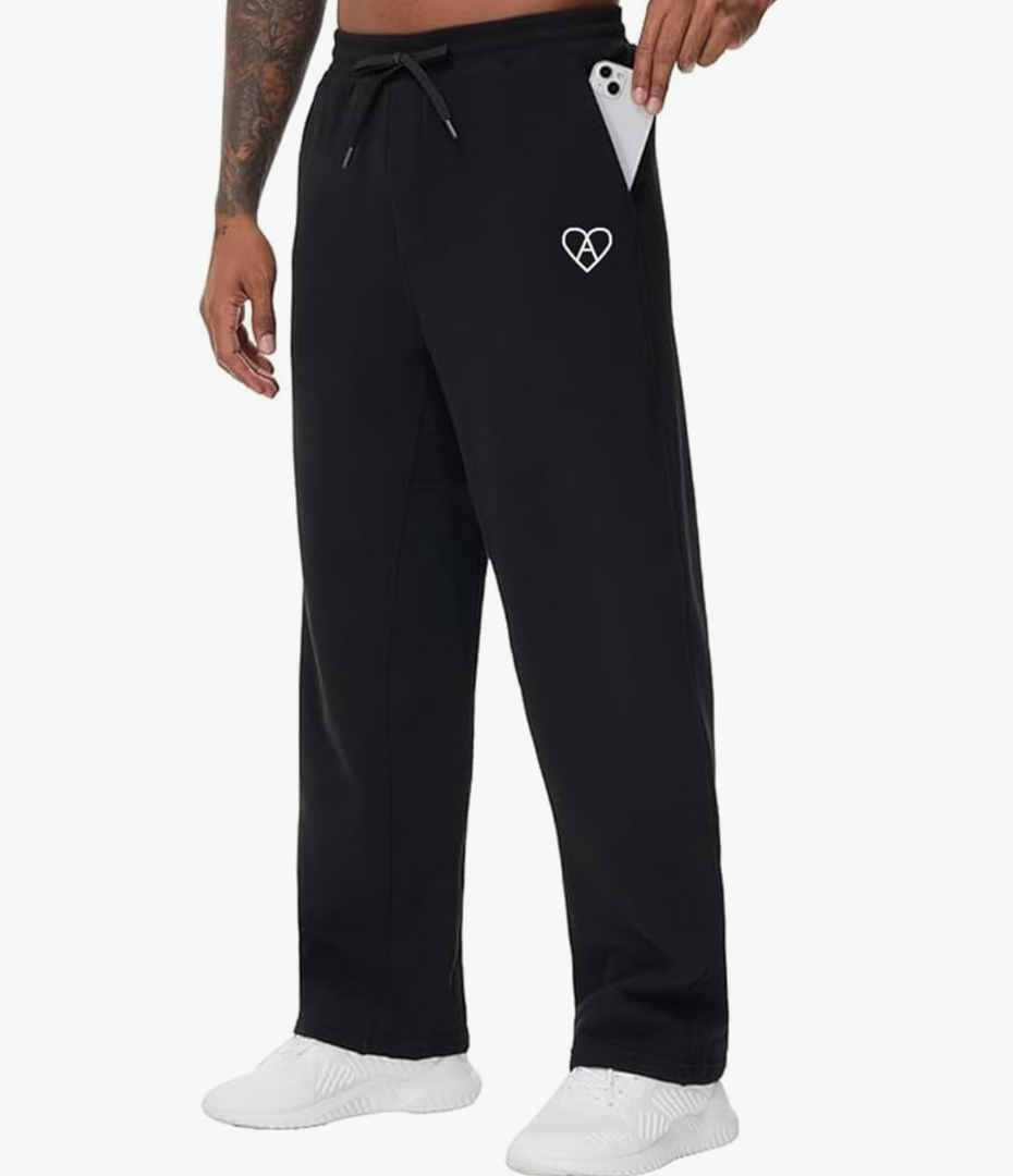 Men's Cotton Sweatpants Baggy Fleece Workout Sweatpants with Pockets Drawstring Lounge Athletic Running Pants L